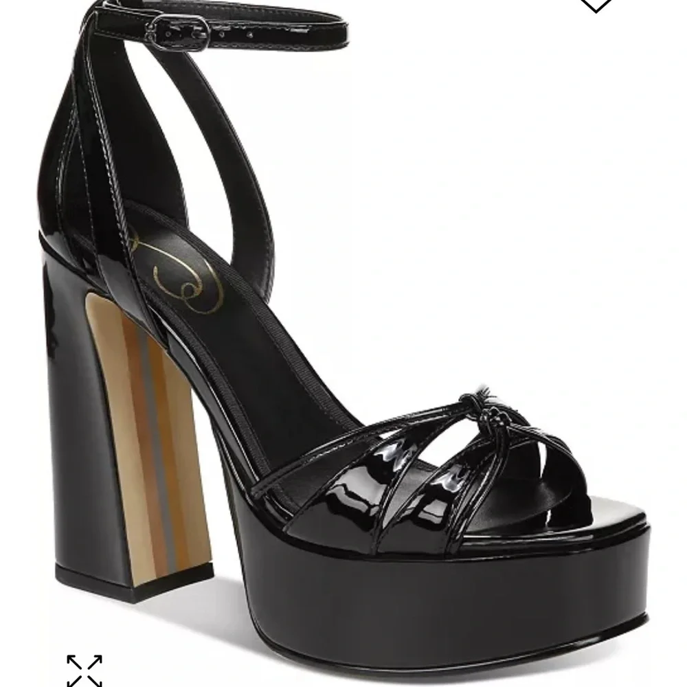 Sam Edelman Kamile Black Ankle Strap Platform Block Heels Sz 10
